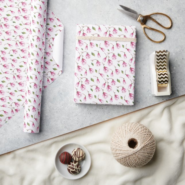 Papier Cadeau Fleur Délicate de Magnolia (Artisanat)