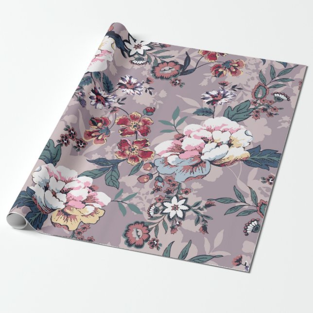 Papier Cadeau fleur design motif textile illustration, desi (Déroulé)