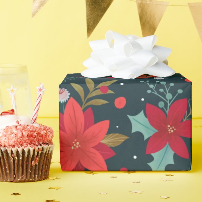 Papier Cadeau Fleur d'étoile de Noël, Mistletoe et Wintergreen (Fête d'anniversaire)