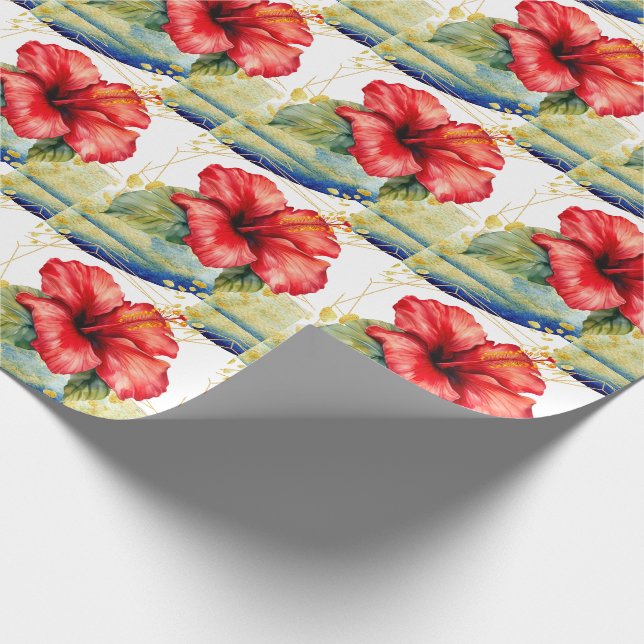 Papier Cadeau Fleur d'Hibiscus d'Hawaï thème de Noël (Coin)