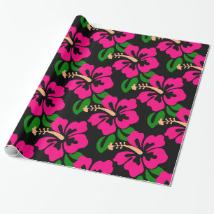 Papier Cadeau Fleur d'Hibiscus Rose Tropical de Thunder_Cove