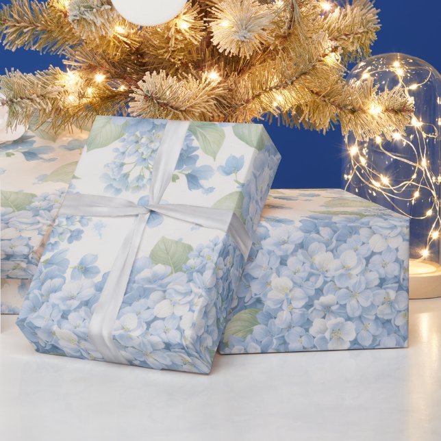 Papier Cadeau Fleur d'Hydrange Bleue en Fleurs (Vacances)