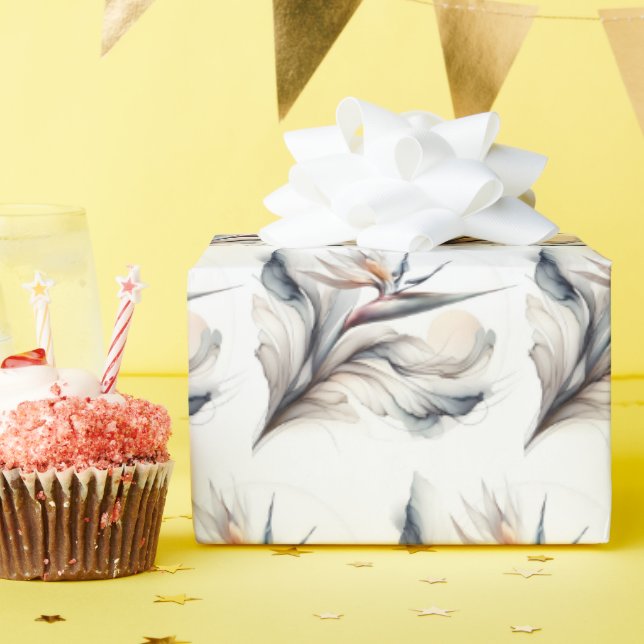 Papier Cadeau Fleur d'oiseau de paradis (Fête d'anniversaire)