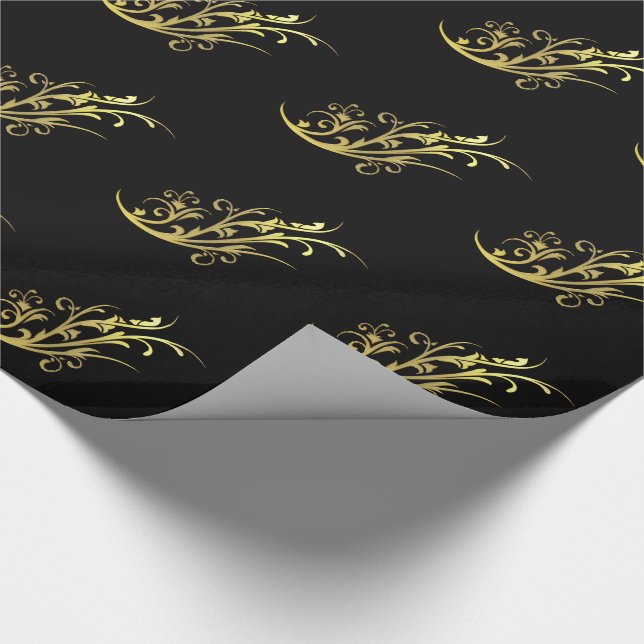 Papier Cadeau Fleur d'or fausse de luxe abstrait (Coin)