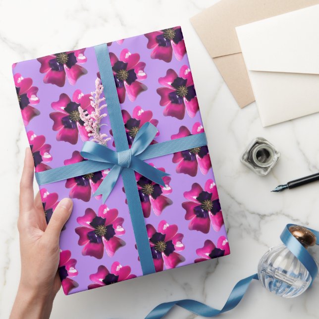 Papier Cadeau Fleur d'Orchidée Violette Tropicale Groovy Hippie  (Cadeaux)
