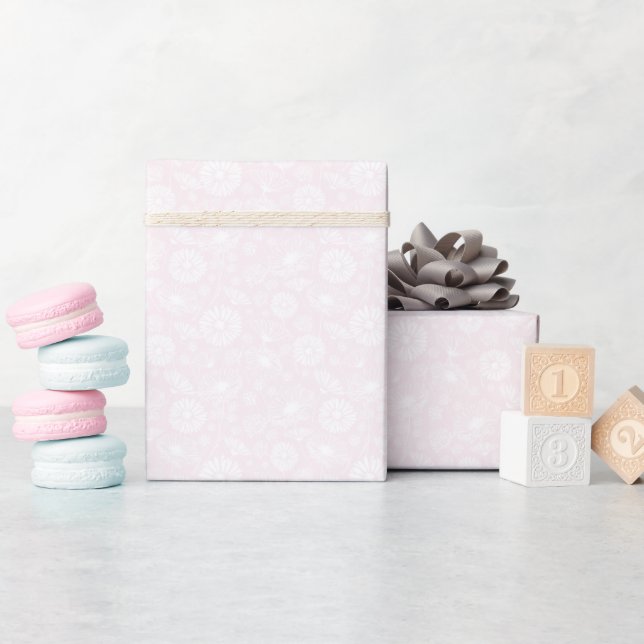 Papier Cadeau Fleur douce (blanc | Rose) (Baby Shower)