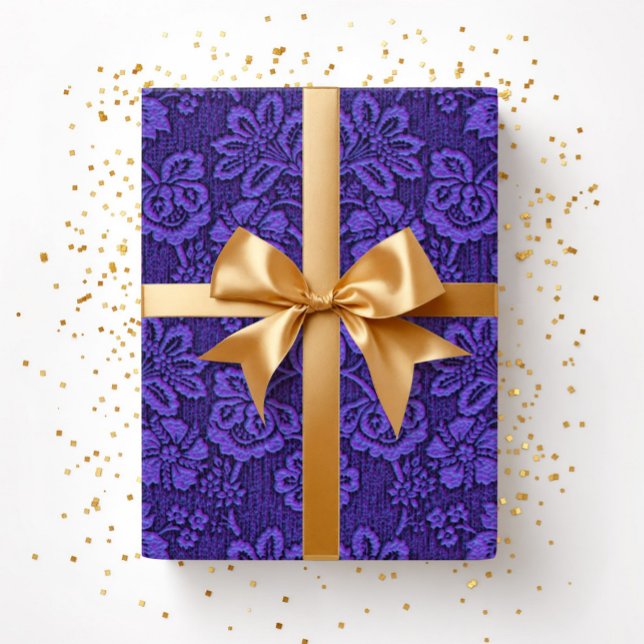 Papier Cadeau Fleur élégante vintage pourpre (Elegant Vintage Purple Floral Wrapping Paper)