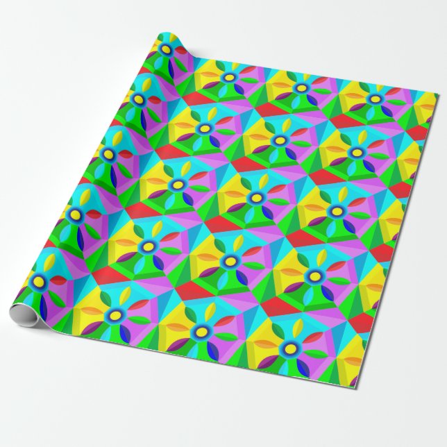 papier cadeau fleur étoile classique (Déroulé)