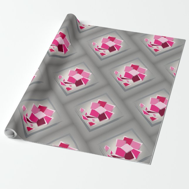 Papier Cadeau Fleur fuchsia Abstraite (Déroulé)
