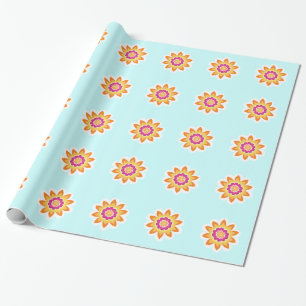 Papier Cadeau Fleur Fusion_Géométrique_Poppy Fuchsia Sunburst