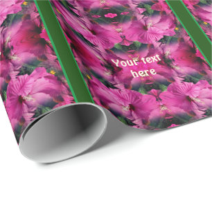 Papier Cadeau Fleur Hibiscus rose Multipliée Personnalisée