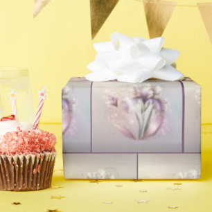 Papier Cadeau Fleur Iris Élégante Avec Etching Or