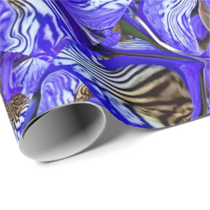 Papier Cadeau Fleur Iris Violet / Esthétique / Carrelé /