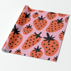 Papier Cadeau Fleur libre et amusant dessin à la fraise. Marque