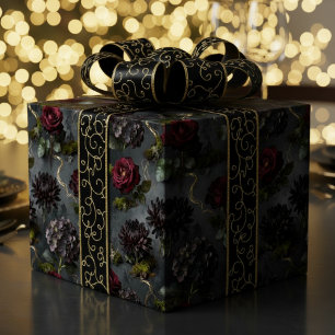 Papier Cadeau Fleur Lunatique Cadeau Floral Foncé