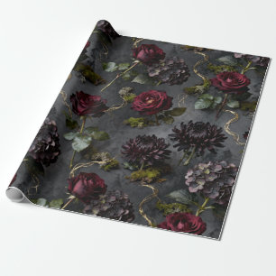 Papier Cadeau Fleur Lunatique Cadeau Floral Sombre