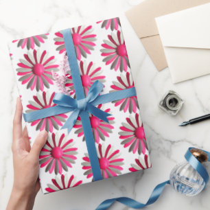 Papier Cadeau Fleur marguerite rose MOD Printemps Été Jardin Mar