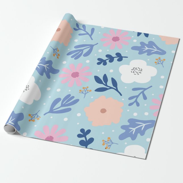 Papier Cadeau Fleur minimaliste  (Déroulé)