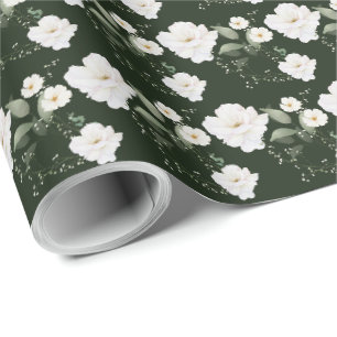 Papier cadeau Fleur noire Rose blanche