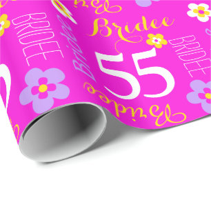 Papier Cadeau Fleur nom personnalisé Bridee 55 emballage d'anniv
