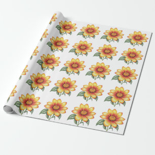 Papier Cadeau Fleur orange