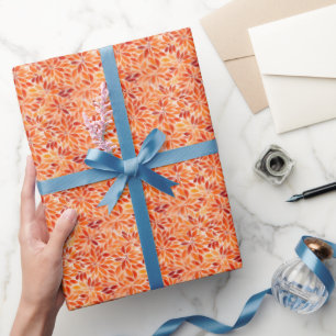 Papier Cadeau Fleur Orange Aquarelle