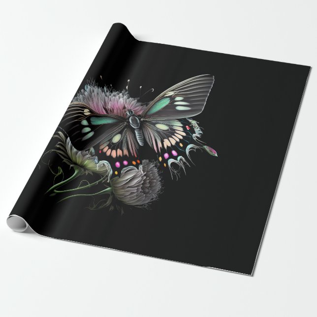 Papier Cadeau fleur-papillon (Déroulé)