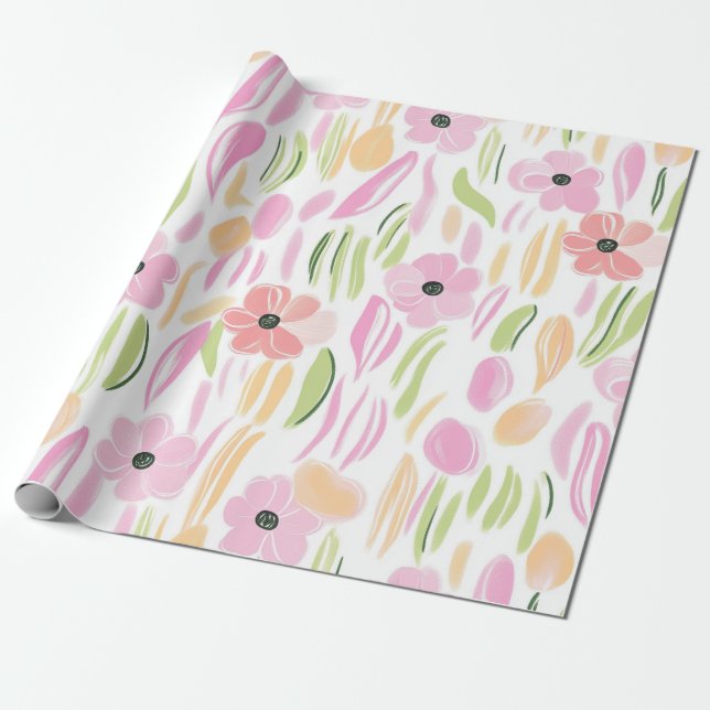Papier Cadeau Fleur pastel rétro (5) (Déroulé)