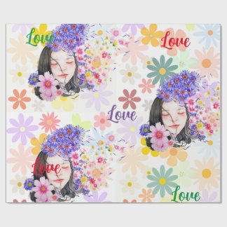 Papier Cadeau Fleur pouvoir-fille pouvoir