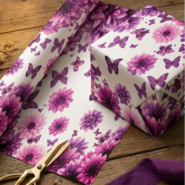 Papier Cadeau Fleur Romantique Rosée (Créateur téléchargé)