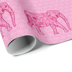 Papier Cadeau Fleur - rose fuchsia