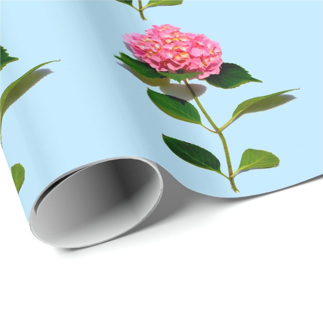 Papier Cadeau Fleur rose rose rose Hydrangea (Coin rond)