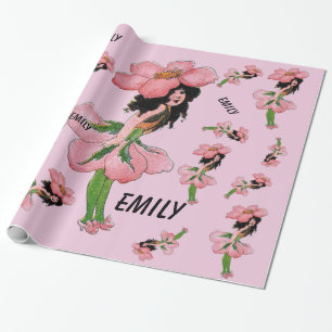 Papier Cadeau Fleur Rose sauvage Fleur mignonne Enfant Floral Fi