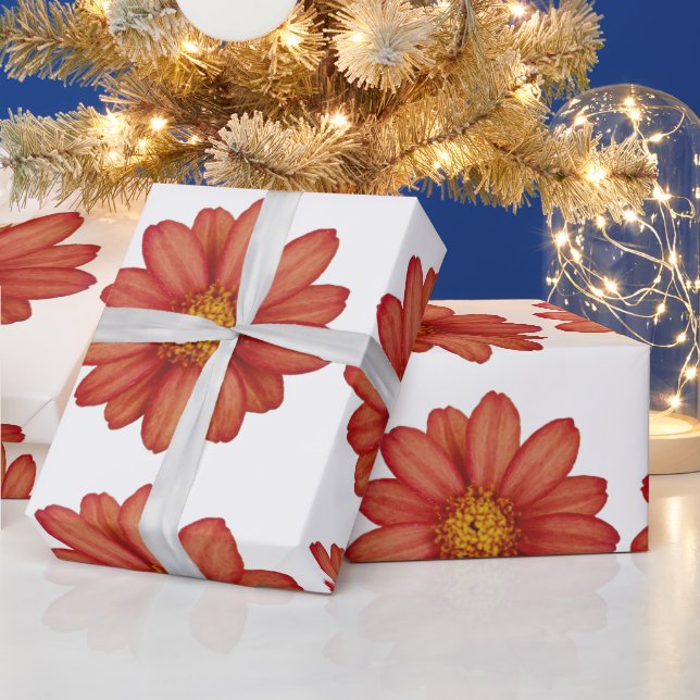 Papier Cadeau fleur rouge (Vacances)