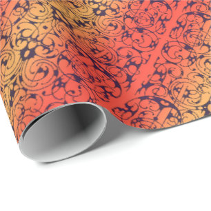 Papier Cadeau Fleur rouge, ambre et noir