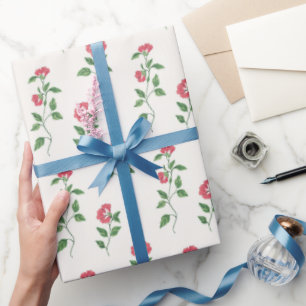 Papier Cadeau Fleur Rouge Vintage