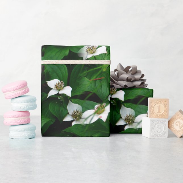 Papier Cadeau Fleur sauvage Bunchberry Design (Baby Shower)