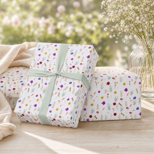 Papier Cadeau Fleur Sauvage Colorée (Floral Wrapping Paper)