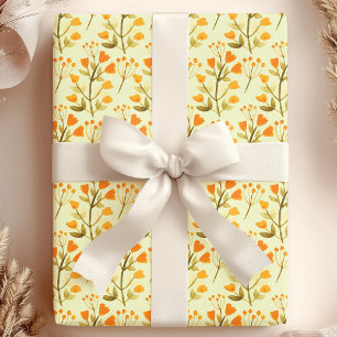 Papier Cadeau Fleur sauvage d'aquarelle Golden Blooms