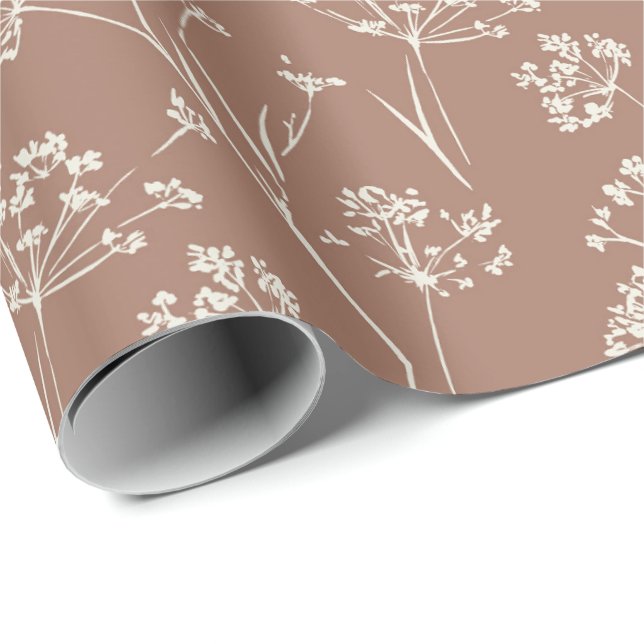 Papier Cadeau Fleur sauvage de plante sèche (Coin rond)