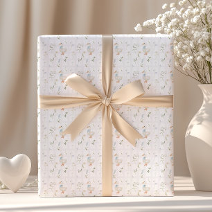 Papier Cadeau Fleur sauvage d'oie En vichy Baby shower garçon