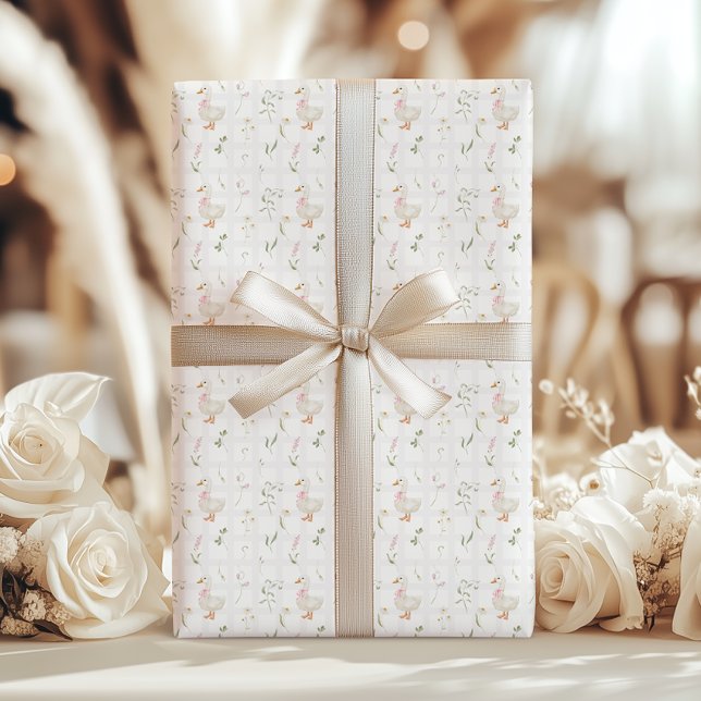 Papier Cadeau Fleur sauvage d'oie stupide En vichy Fête de fille (Créateur téléchargé)