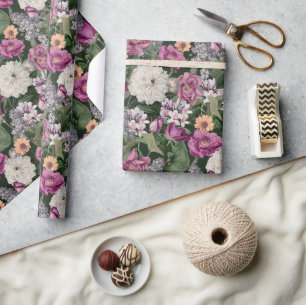 Papier Cadeau Fleur Sauvage Fleurale Violette Élégante