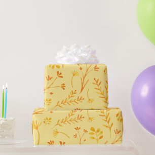 Papier Cadeau Fleur sauvage jaune et orange vif Été
