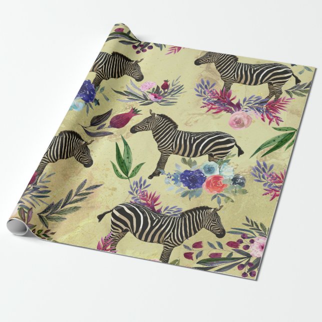 Papier Cadeau Fleur sauvage Zebra (Déroulé)