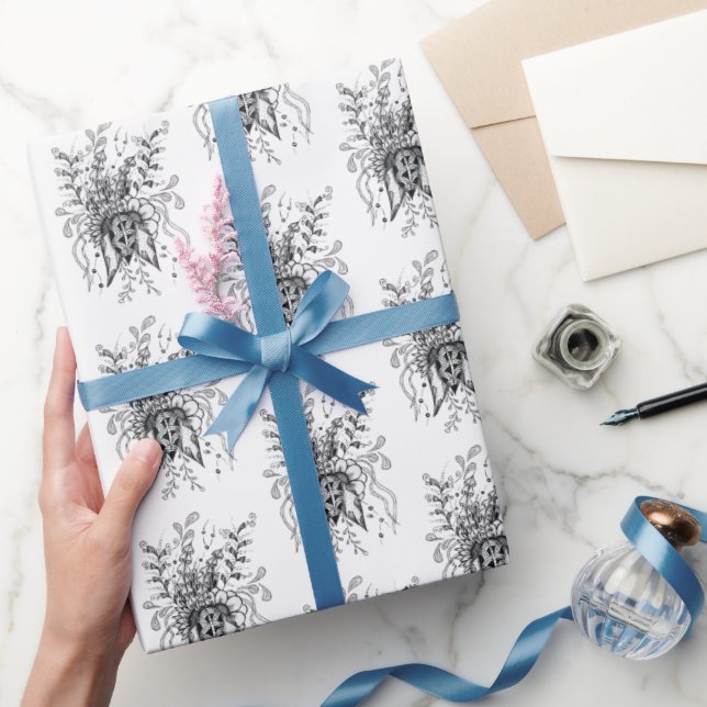 Papier Cadeau Fleur Tangle Art, dessinée -  (Cadeaux)