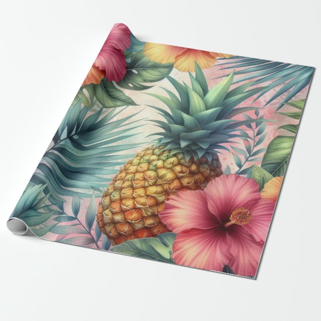 Papier Cadeau Fleur tropicale (Déroulé)