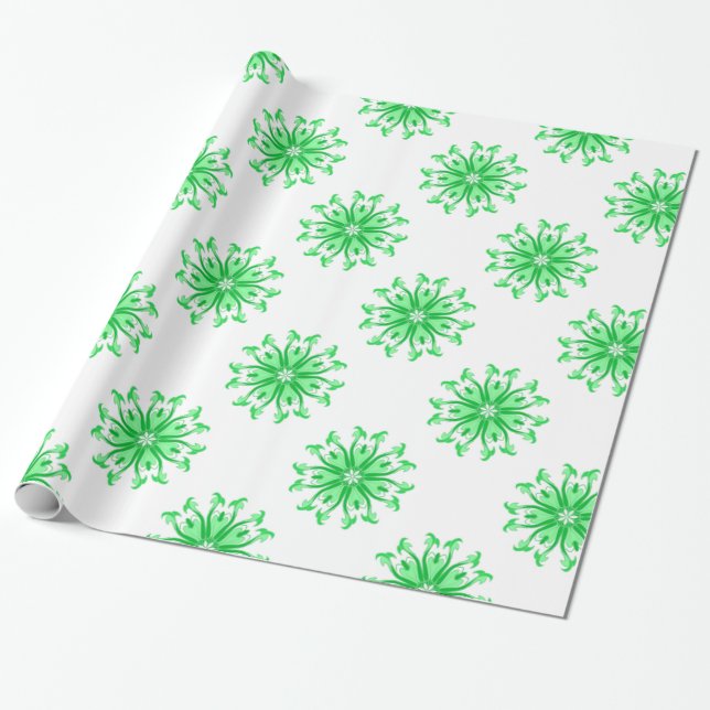 Papier Cadeau Fleur verte fraîche sans couture motif (Déroulé)