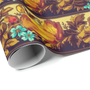 Papier Cadeau Fleur victorienne vintage motif floral élégant