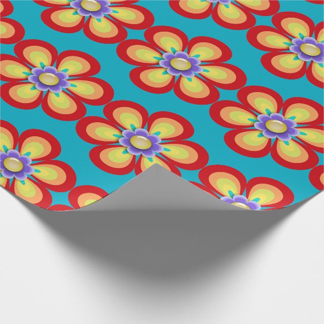 Papier Cadeau Fleur Vintage rétro (Coin)
